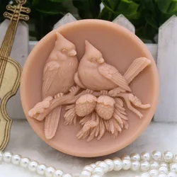 1pcs Lovers Birds (zx277) Food Grade Silicone Handmade Soap Mold Crafts DIY Mould