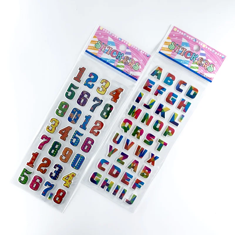 12 Sheets/Pack Digit Alphabet Sticker Kids Cartoon Lovely Number Letter Cognition Stickers Label for Boys Girls Learning Toys