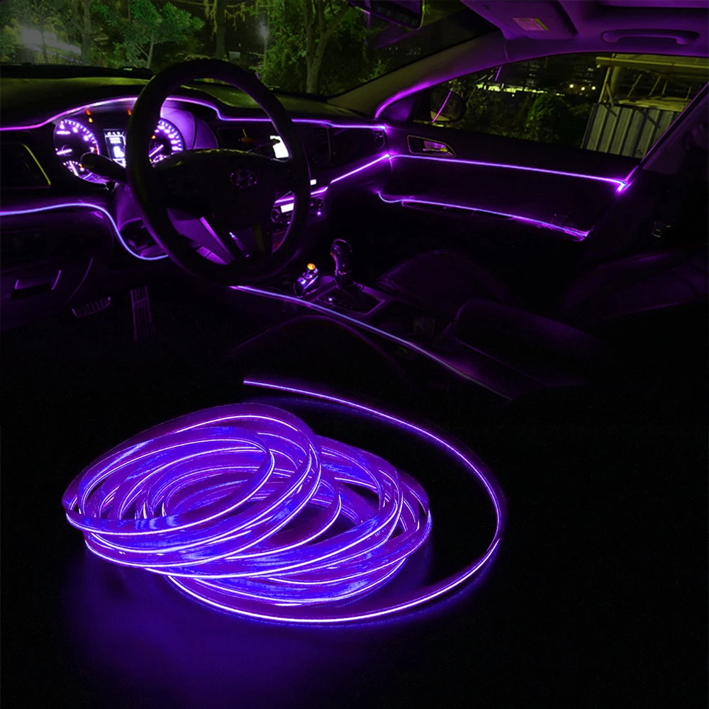 Car Door Strip Led Atmosphere Car Line Lamp Interior Decorative Light  EL Wiring Neon Strip For Auto DIY Flexible Ambient Light