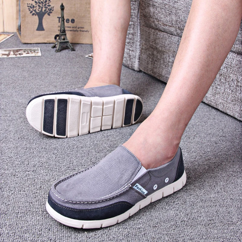 YIGER Men's casual canvas shoes man loafers big size Wide foot non-slip cloth shoes male slip-on Soft light leisure shoes 2023