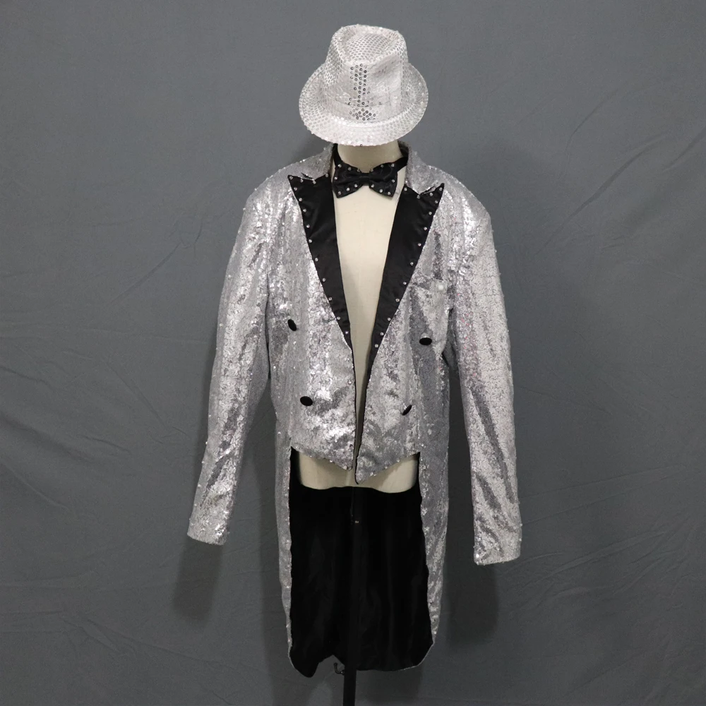 Fashion Swallowtail LED Tuxedo Luminous Costumes Glowing Vestidos LED Clothing Show Men LED Clothes Dance Accessories