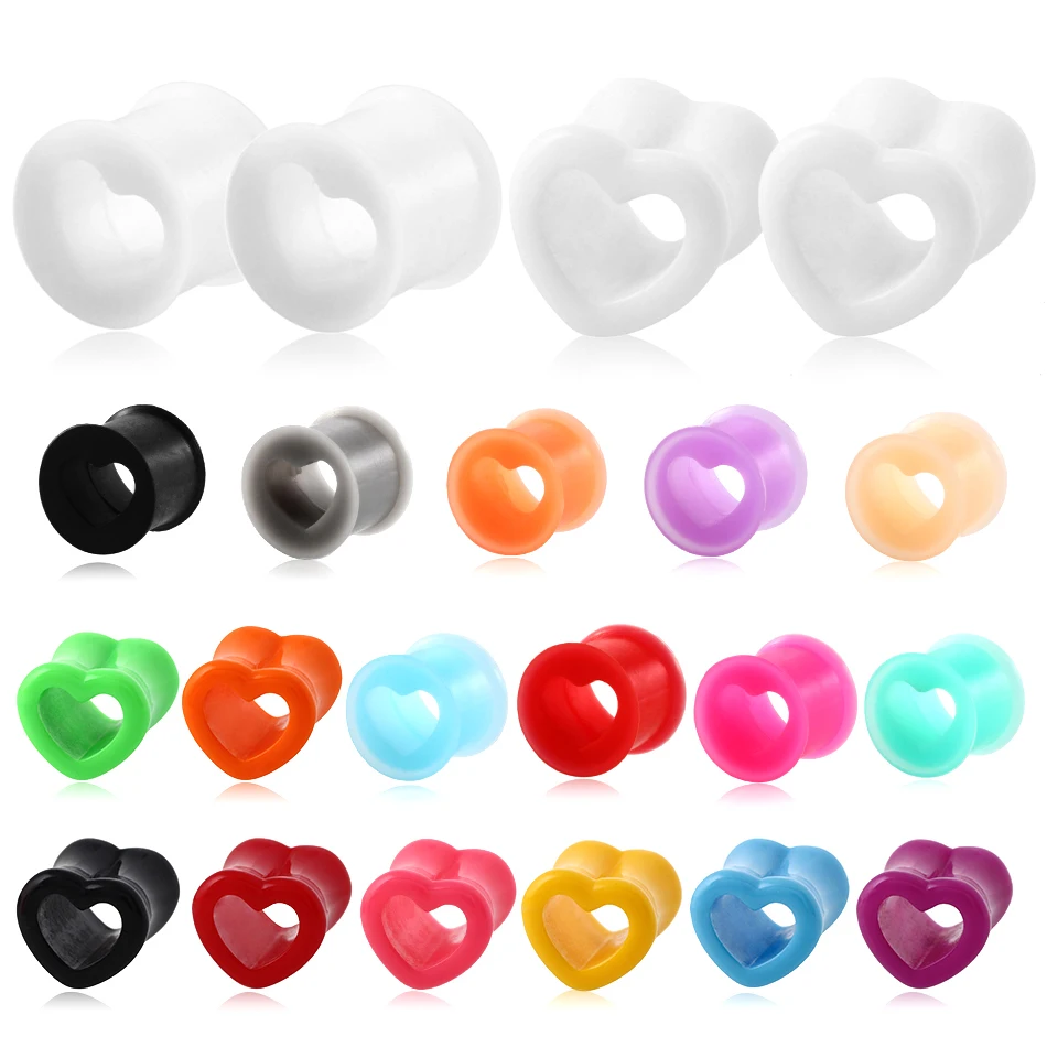 2pcs/lot Ear Piercings Ear Plug and Tunnel Heart Ear Flesh Plugs Earlet Gauges Piercing Body Jewelry Women Accessories 4MM-12MM