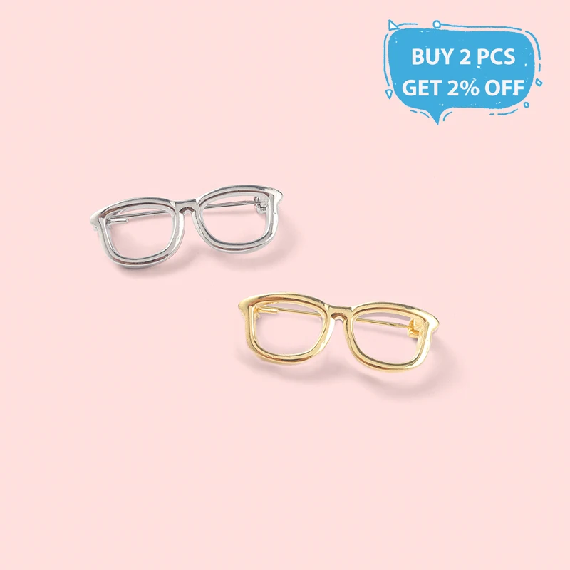 Creative Glasses Enamel Pin Brooches Gold Silver Lapel Pins Clothes Bag Button Decorative Pin Badge Jewelry Accessories Gifts