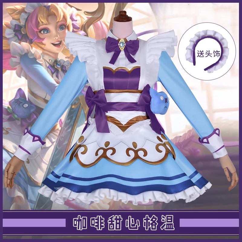 LOL Cafe Cuties Gwen Cosplay scarpe Costume Lolita Dress Costume per donna Outfit Halloween Carnival Suit LOL Gwen parrucca Cosplay