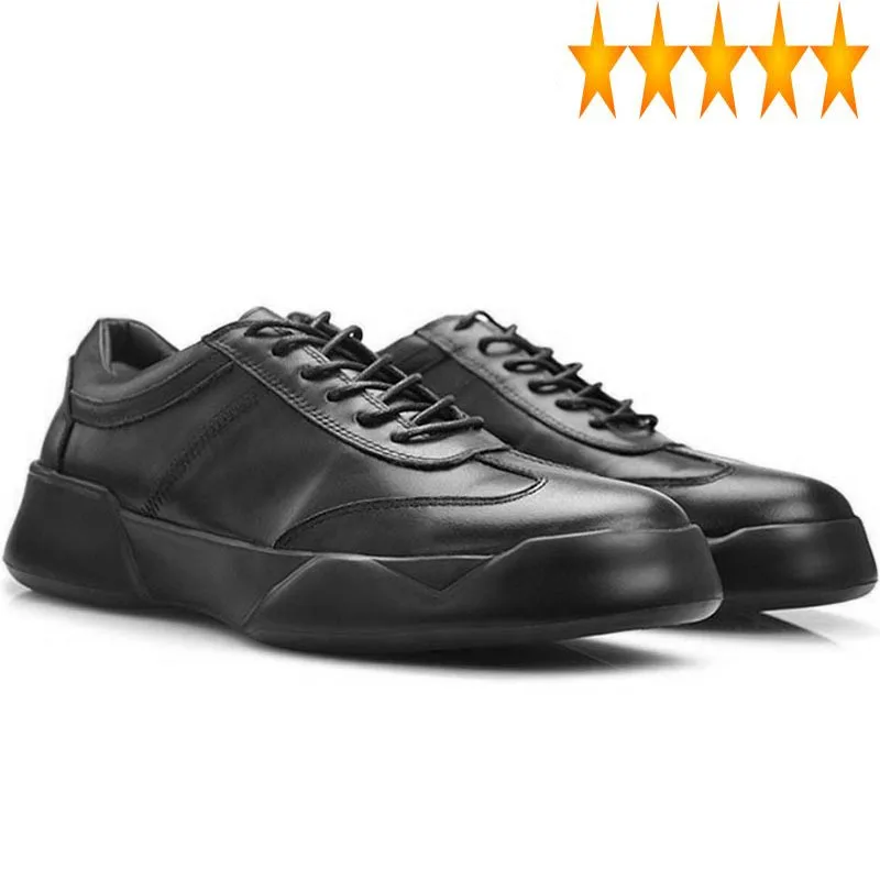 Top Brand Genuine Leather 2021 Mens Shoes Casual Business Man Footwear Fashion Thicken Platform Lace Up Antiskid Zapatos Hombre