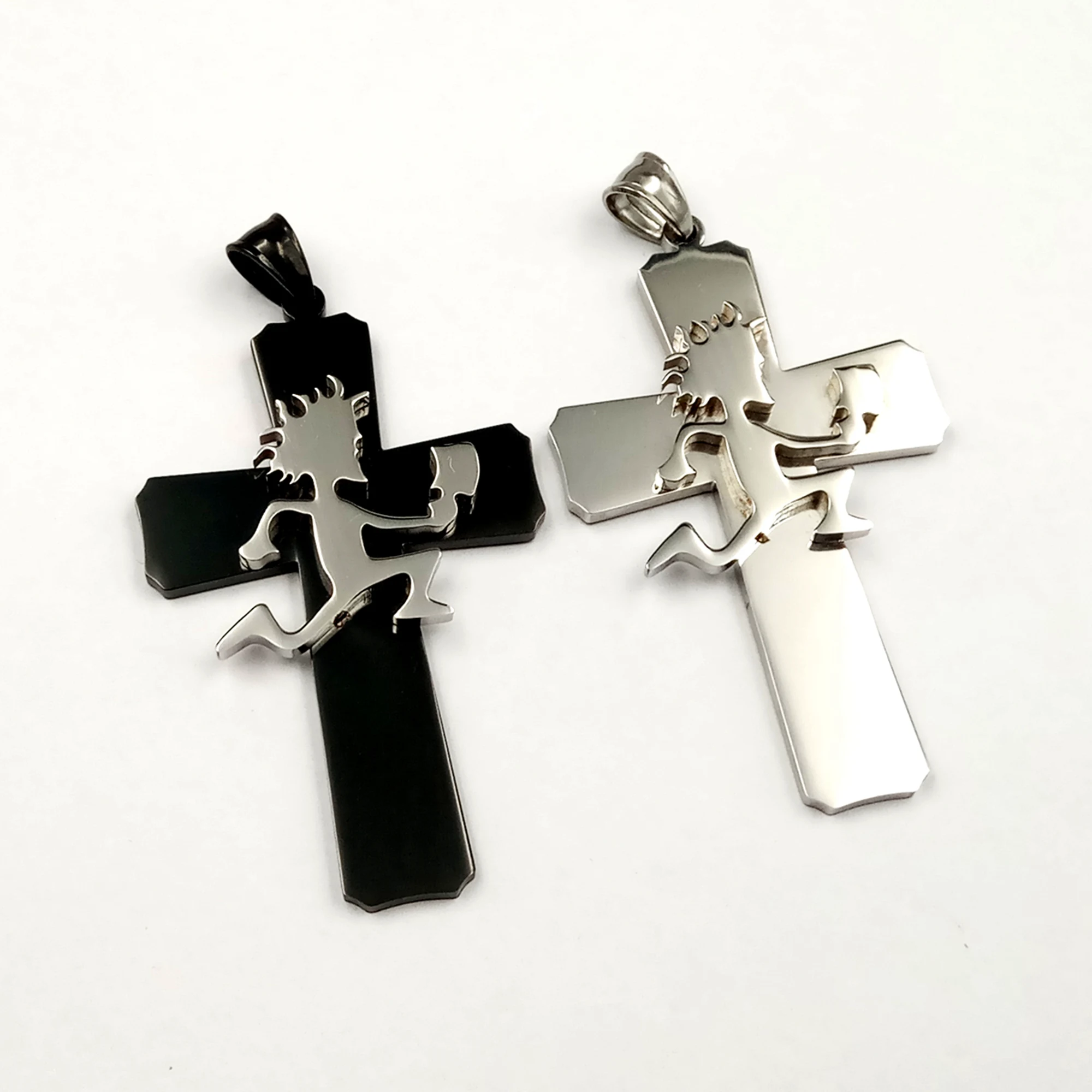 Large ICP Jewelry Cross Pendant Hatchetman Hatchet Men charms Stainless Steel Pendant Necklace Ball Chain 30