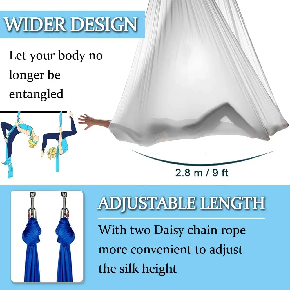 Yoga Flying Hammock Swing Aerial Yoga Hammock with Carabiner & Daisy Chain for Yoga Anti-Gravity Pilates