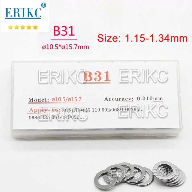 ERIKC B31 Size 1.15-1.34MM Diesel Fuel Injector Adjustment Washers B31 Shims For Bosch Injection Nozzle Repair Kit Gasket