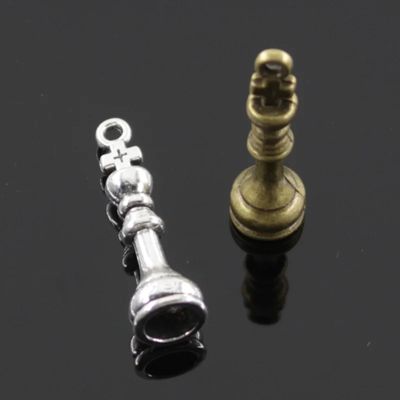 10pcs Charms Chess King Queen Rook Knight Bishop Pawn Tibetan Bronze Silver Color Pendants Antique Jewelry Making DIY Handmade