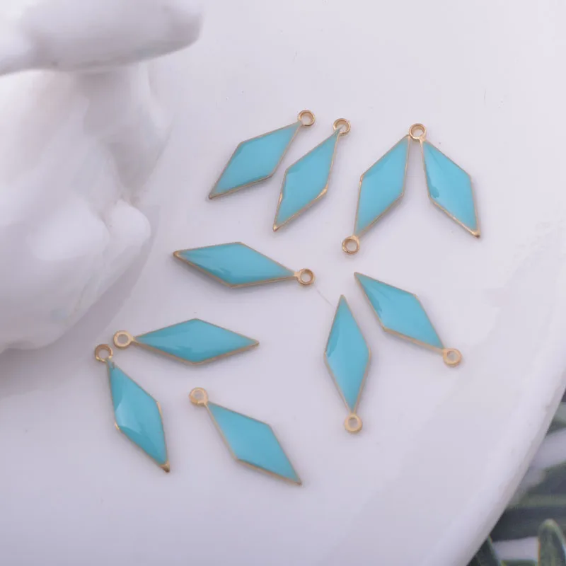 30 Stück 5*16mm Kupfer-Geometrie-Anhänger Beidseitig Emaillierte Rhombus-Charms für DIY-Schmuck- und Ohrringherstellung – Detail 9