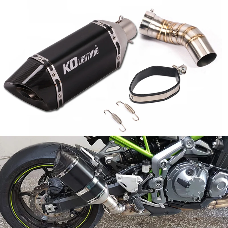 

370mm Exhaust Set for Kawasaki Z900 Ninja 900 Until 2019 Motorcycle Middle Pipe Slip On 51mm Mufflers Removable Db Killer Escape