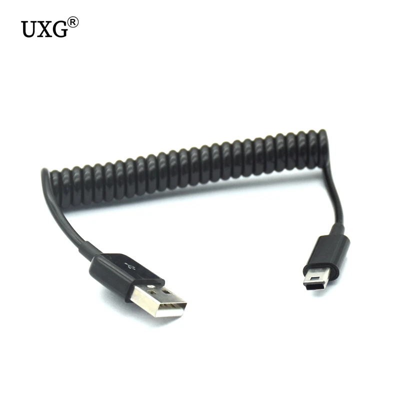 USB 2.0 do Mini USB kable Mini USB spiralna sprężyna ładowanie danych kabel Adapter 50cm/0.5m 200cm/2m