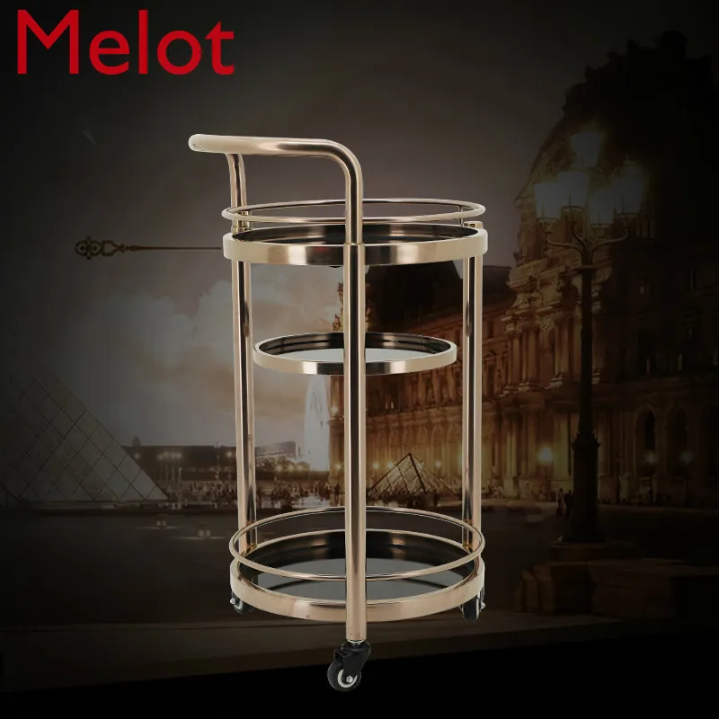 Mobile Drinks Trolley Service Trolley High-End Commercial Hotel Hotel Three-Layer round