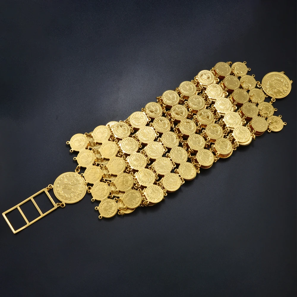 Anniyo Belly Chains for Women Gold Color Turkish Coins Belt Jewelry Middle East Oman Iraq Kurdish Kurdistan #121501