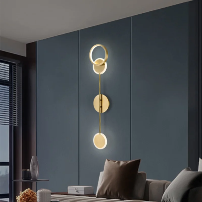 

Modern round wall light Led Gold sconces Bedside Nordic minimalist corner lamp Restaurant Background Decor indoor wall lamp