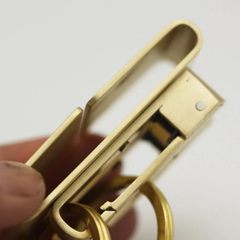 Men Key Chain Belt Clip Pull Double Loops Keychain Car Key Rings Brass Detachable Key Holder Belt clip accessories
