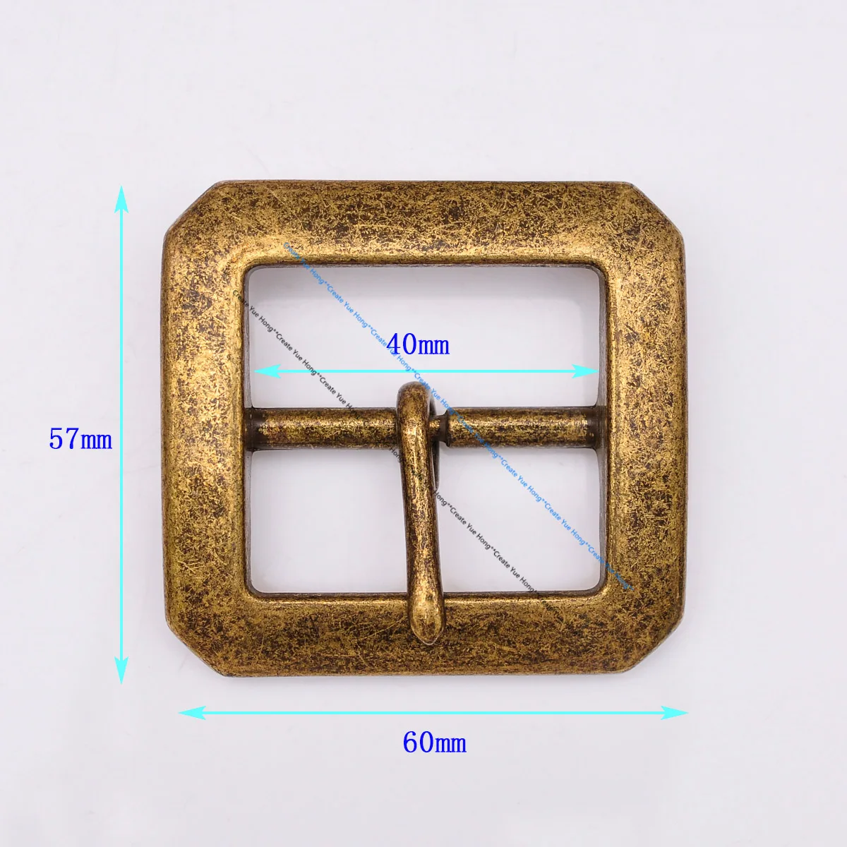 튼튼한 튼튼한 웨스턴 카우보이 황동 직사각형 센터 바, 핀 벨트 버클 교체, 40mm 스트랩에 적합