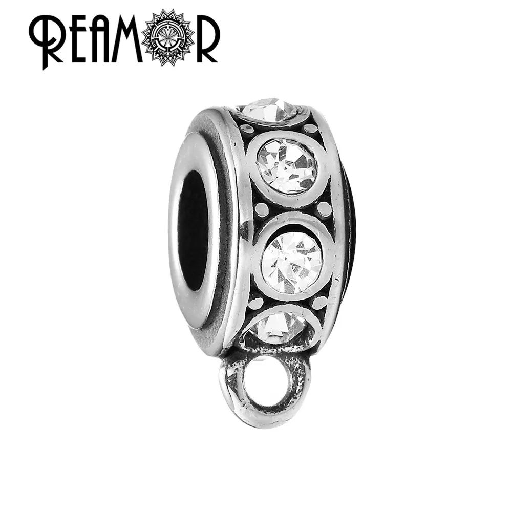 REAMOR 316L Stainless Steel 4 Colors Crystal Pandent Spacer Charm European Style Beads For DIY Bracelet Jewelry Findings