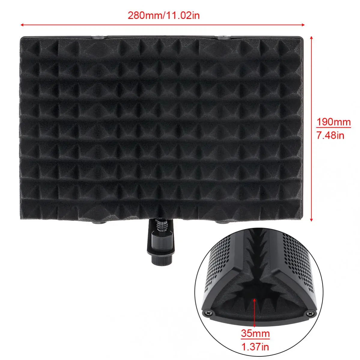 Plastic Microphone Isolation Shield 3-Panel Curved Surface Wind Screen 3/8\