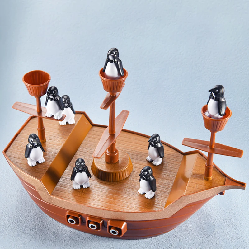 Juego de equilibrio de barco pirata, juguete educativo de aprendizaje, rompecabezas con pingüinos