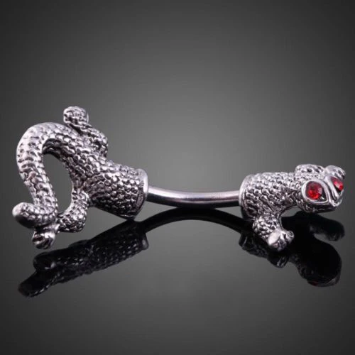Women Punk Cool Lifelike Red Eye Lizard Design Belly Button Navel Ring Jewelry Sexy Women Belly Ring Fashion Punk Piercing Jewel