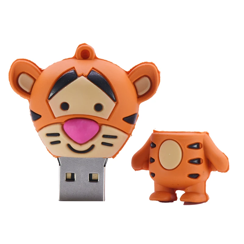 Unidad flash usb de tigre de dibujos animados, pendrive de 4GB, 8GB, 16GB, 32GB, 64GB, 128GB, 256GB, capacidad real