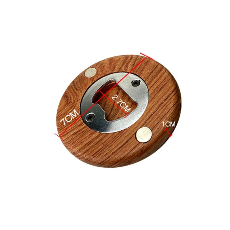100Pcs/Lot High quality Wooden Round Shape Bottle Opener Coaster Fridge Magnet Decoration Beer Bottle Opener Free engrave logo