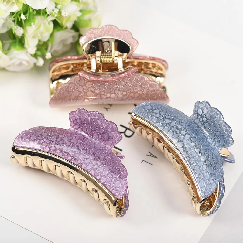 New fashion Large 9cm beautiful striped flower wave acrylic candy color hairpin Barrettes For Women girl Accessories Headdress