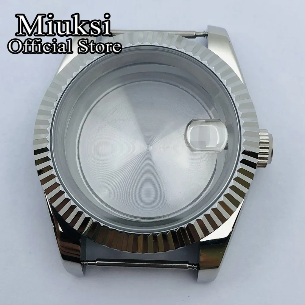 Miuksi 36mm/40mm silver case sapphire glass date window fit NH35 NH36 NH34 ETA2836 Miyota8215 821A Mingzhu DG2813 3804 movement