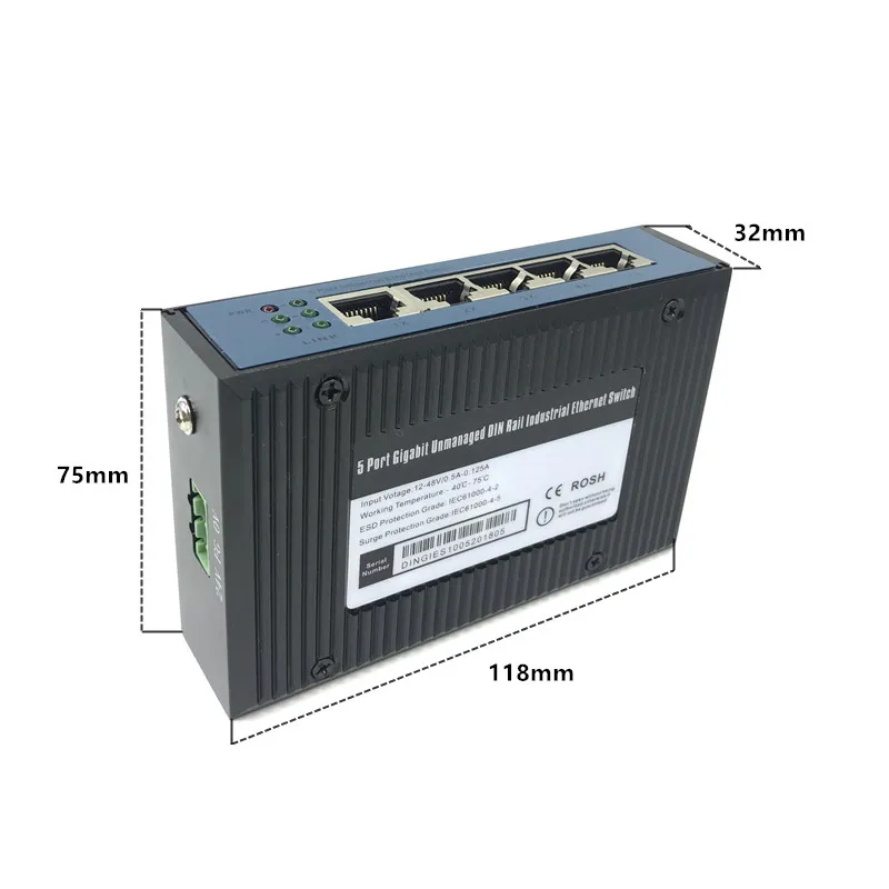 Industrial Ethernet Switch Module 5 Ports Unmanaged10/100/1000mbps  PCBA board OEM Auto-sensing Ports PCBA board OEM Motherboard