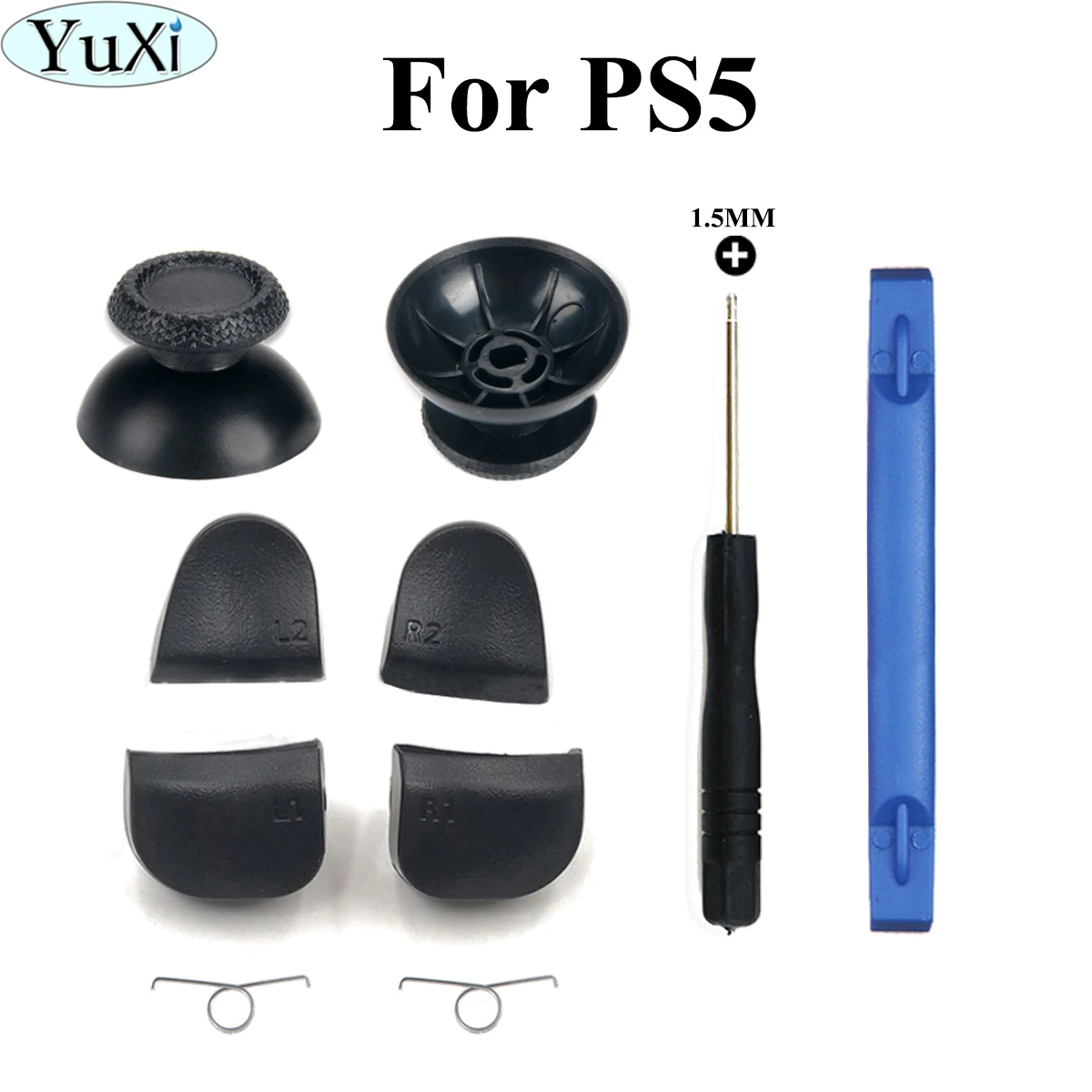 

YuXi 1Set For PS5 Controller L1 R1 L2 R2 Trigger Buttons Analog Stick + Crowbar Screw driver Repair Parts