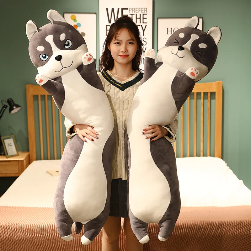 

150cm Huge Size Long Husky Plush Toys Cartoon Sleeping Cushion Dolls Stuffed Soft Animal Dog Pillow for Children Girls Gifts