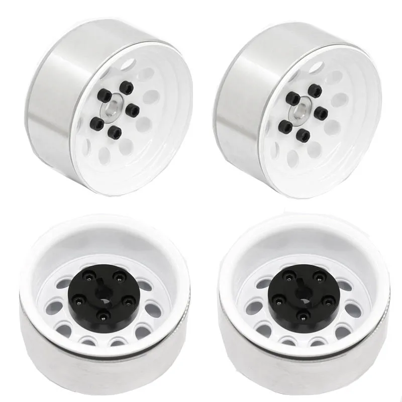 

4PCS RC Crawler 1:10 White Metal Wheel Rim 1.9 Inch BEADLOCK for 1/10 Axial SCX10 AXI03007 Traxxas TRX-4 TAMIYA CC01 D90 D110