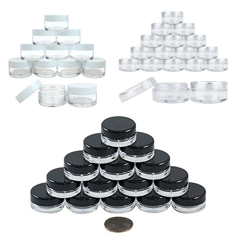 

100pcs 2g/3g/5g/10g/15g/20g Empty Plastic Clear Cosmetic Jars Makeup Container Lotion Bottle Vials Face Cream Sample Pot Gel Box