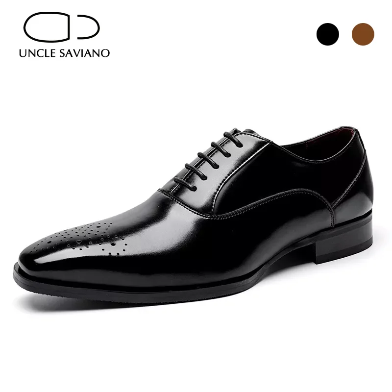 

Uncle Saviano Oxfords Brogue Genuine Leather Man Business Shoes Handmade Designer Luxury Shoe Best Wedding Dress Shoes for Men