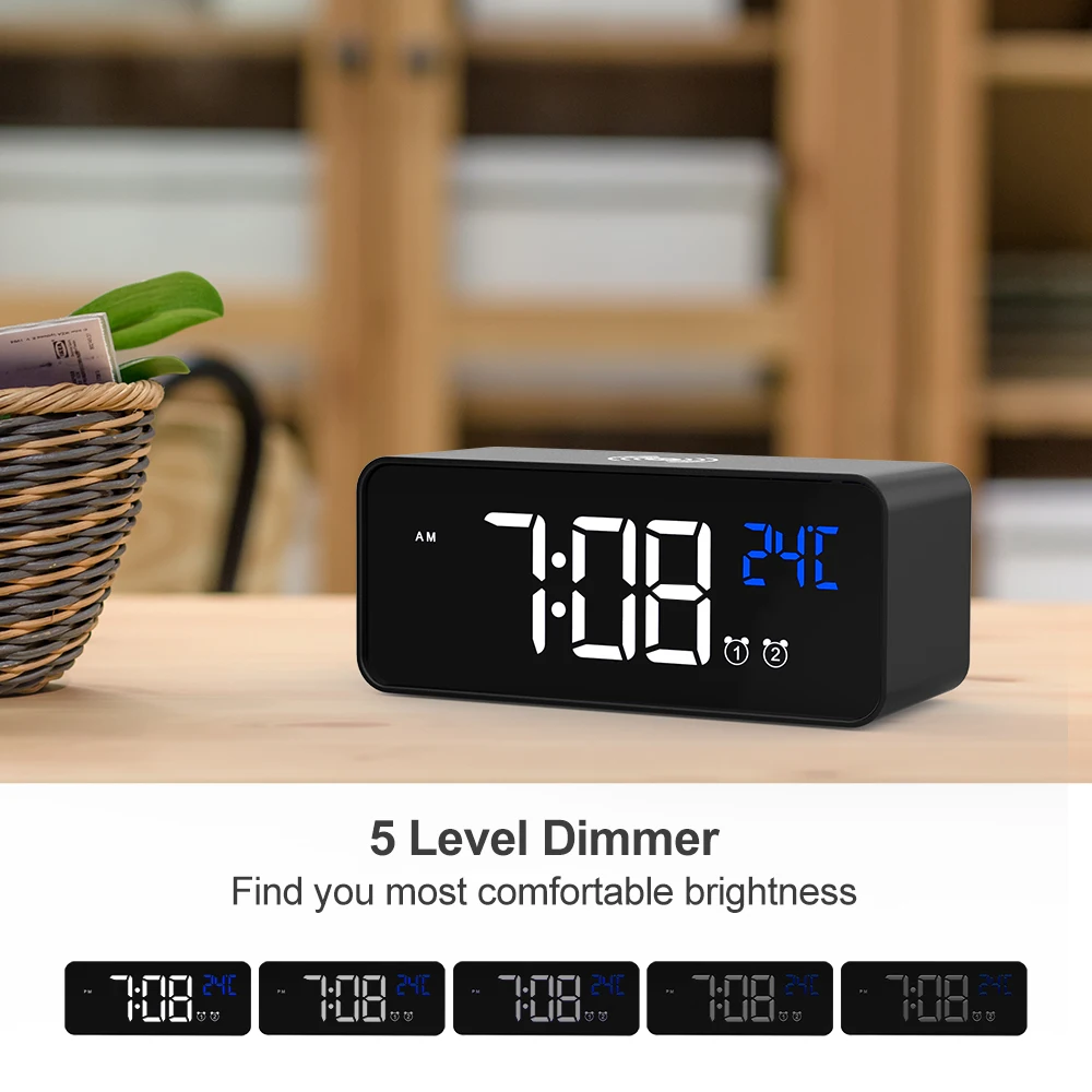 3 IN 1 Digital LED Desk Alarm Clock Thermometer 15W Wireless Charger With Qi Wireless Charging Pad Electric Alarm Clock