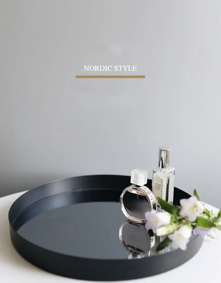 Plateau Rond Décoratif Noir 30 Cm - Acier Inoxydable Mat - Pour Rangement Bijoux, Cosmétiques, Décoration De Table - 3
