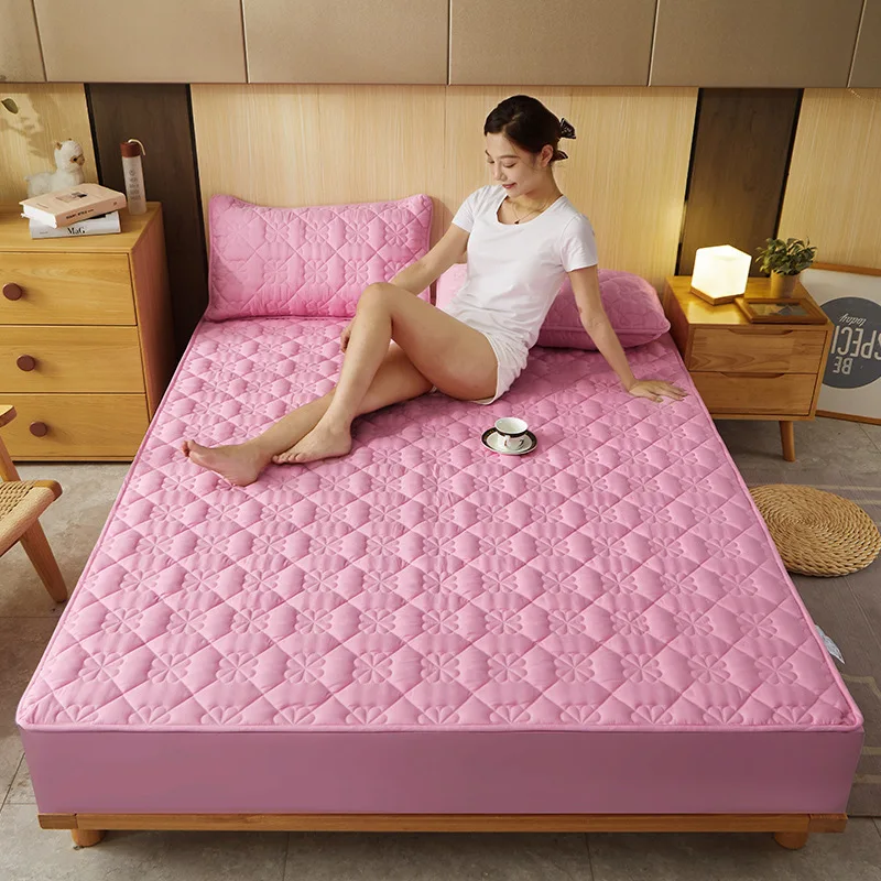 Baumwolle Stepp Matratze Protector Anti-milbe Matratze Abdeckung Hypoallergen Air-Durchlässig Bett Abdeckung Waschbar Geprägte Bettdecke