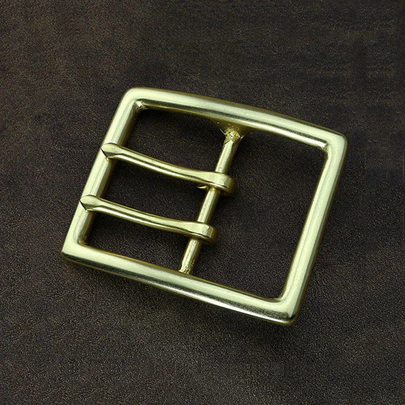 40/45/50/55mm Solid brass Belt Buckle Double Pin two pins 2 Prongs Super wide and thick DIY Leathercraft Hardware Buckles