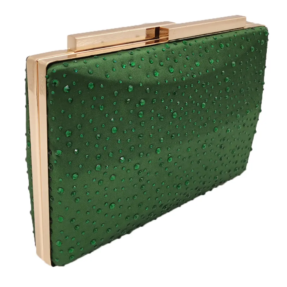 Boutique De FGG Green Crystal Women Evening Clutches Wedding Party Cocktail Purses and Handbags Ladies Rhinestones Clutch Bag