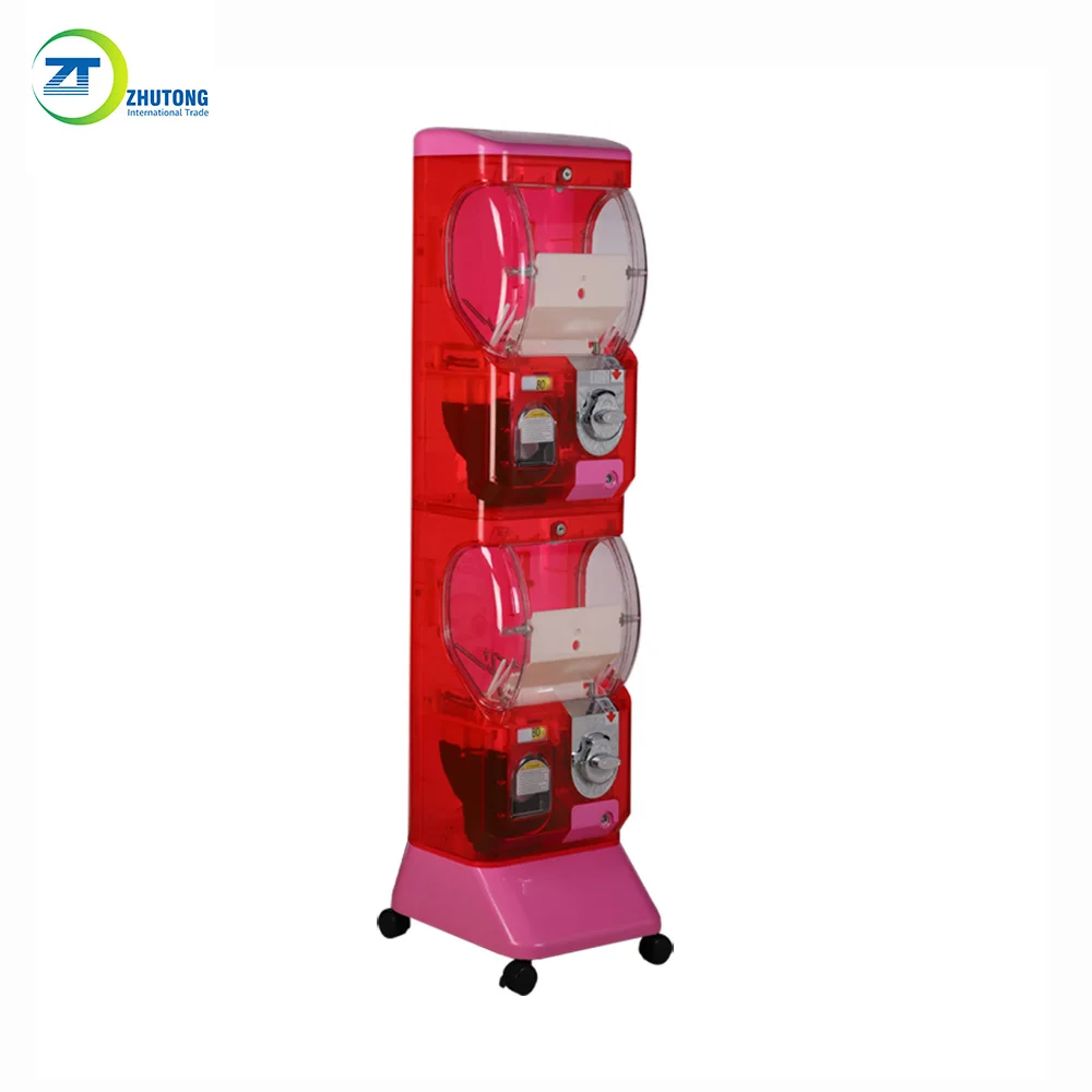 Zhutong two layer gumball gashapon toy capsule vending machine automatic crystal funny capsule toy vending machine