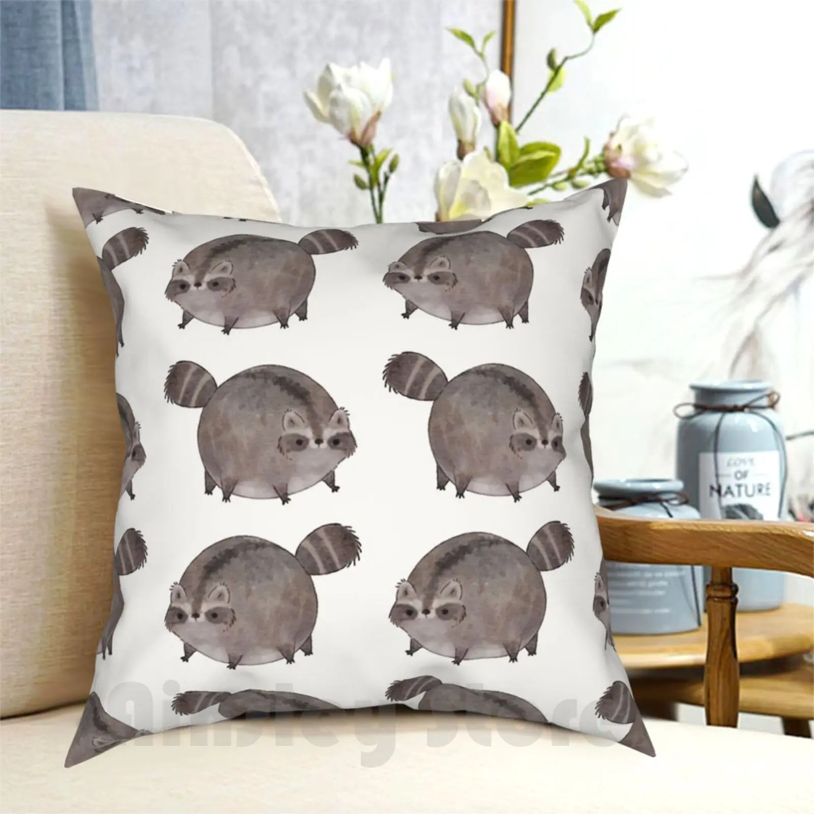 Chubby Trash Panda Pillow Case Printed Home Soft Throw Pillow Cute Fat Raccoon Adorable Round Thicc Kawaii Top Trend