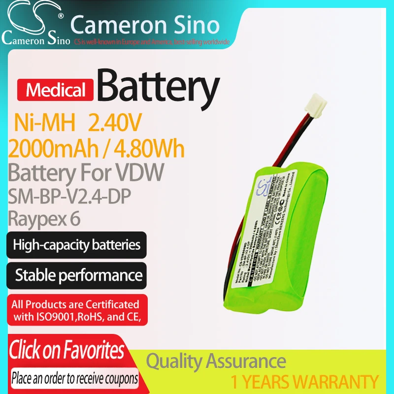 CameronSino Battery for VDW SM-BP-V2.4-DP fits VDW Raypex 6 Medical Replacement battery 2000mAh/4.80Wh 2.40V Ni-MH Green