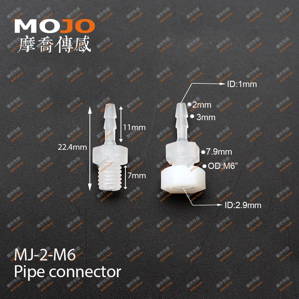 2020 (10pcs/Lots) MJ-2-M6 straight-through joint 2mm to M6 male thread connector pipe fitting