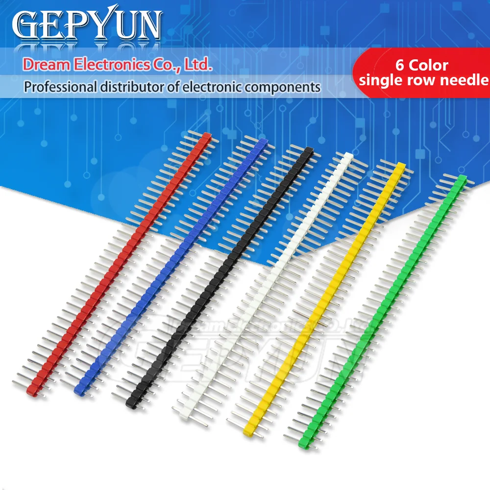 10pcs/lot Color single row needle 2.54mm 1 * 40p pin header straight needle white/red/Blue/yellow/Green/Black