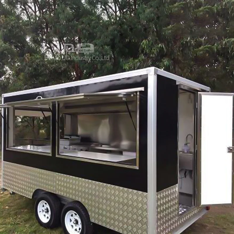 Mobile Square Food Trailer Shop Sale Ice Cream Gelato Hot Dog Coffee Pizza Full Kitchen Concession Food Trailer Fully Equipped