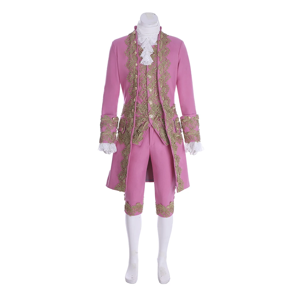 

Cosplaydiy 18th Century British Military Mens Costume Retro Rococo Aristocrat Pink Suit Marie Antoinette Costume L320