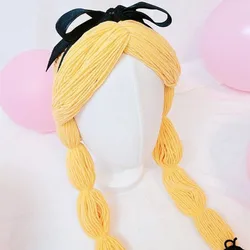 Children Baby Girl Cosplay Princess Long Hair Braid Wig Hat Cap Winter Knitted Infant Kids Hats Caps Newborn Photographic Props