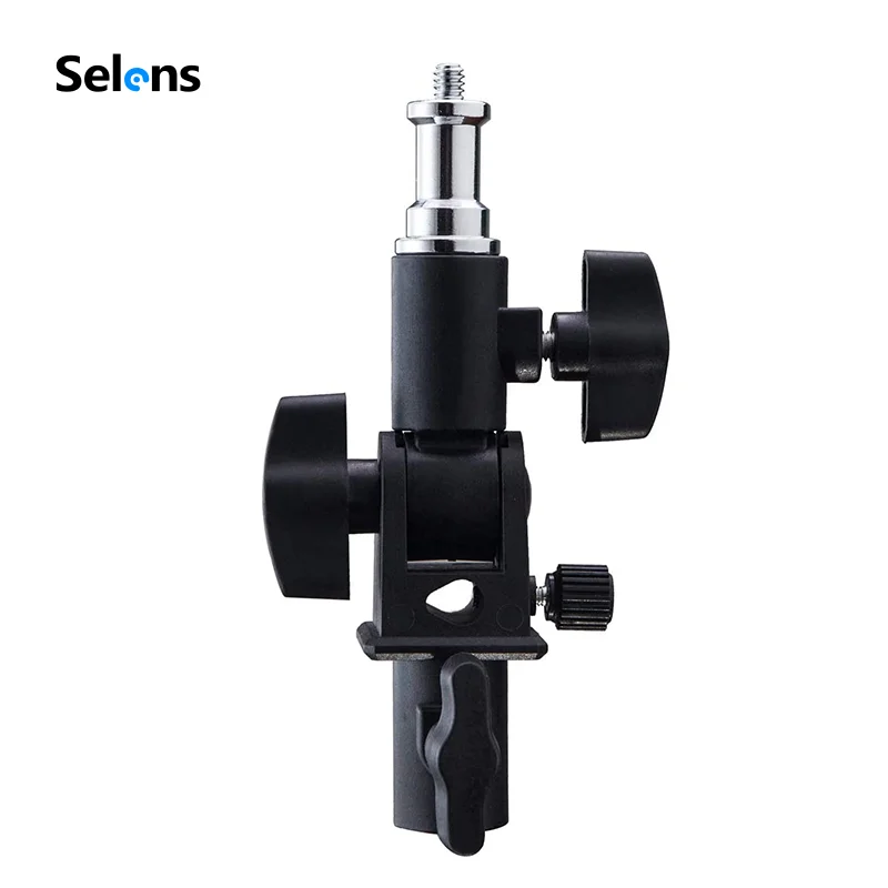 Selens U-Shape Flash Umbrella Bracket Swivel Holder Adapter 180 Adjustable 1/4