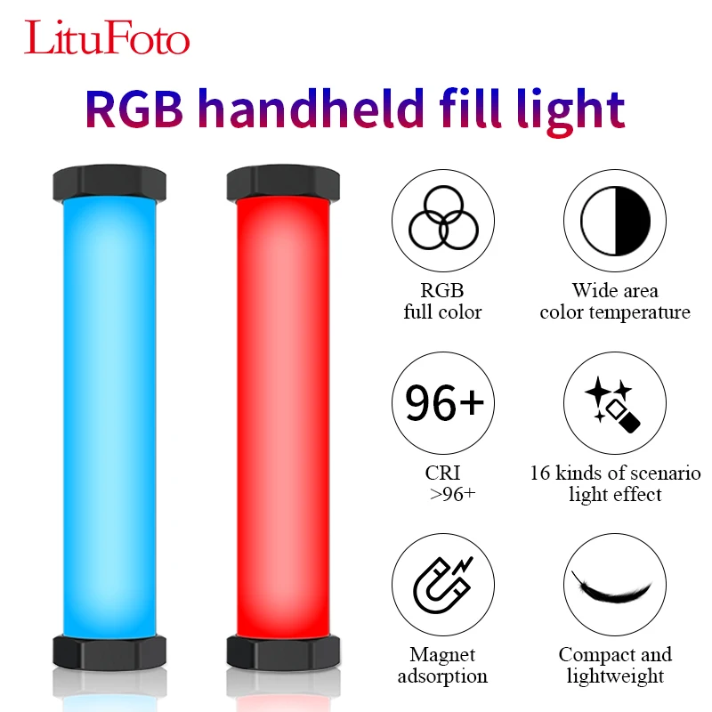 Portable LED RGB Light Hand-held Fill Light Colorful 3200k-7500k With Tripod ,for Photographic Lighting Tik Tok Live Video Lamp